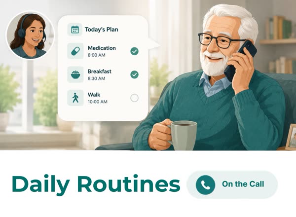 Daily Routines — illustrated service card.