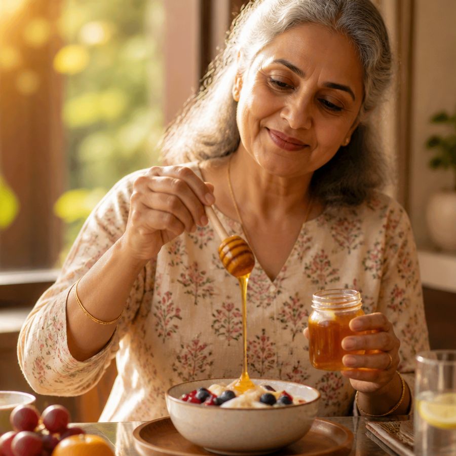 Organic Honey: A spoonful in tea or warm water