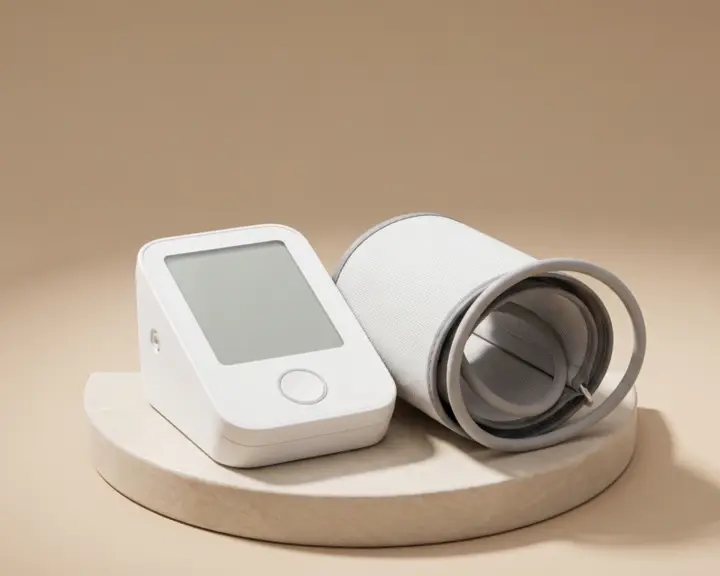 A blood-pressure monitor being fitted, step by step